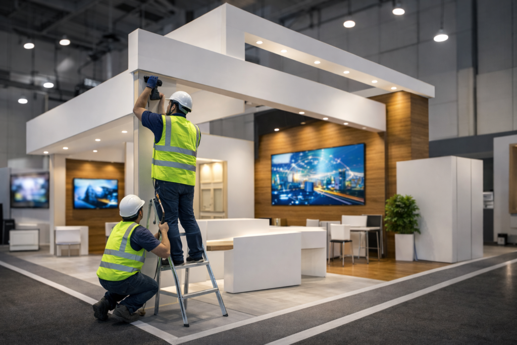 exhibition-stand-installation-on-site-execution-1024x683 Turnkey Exhibition Stand Contractor: How to Hire the Right Partner for Trade Shows (2026)